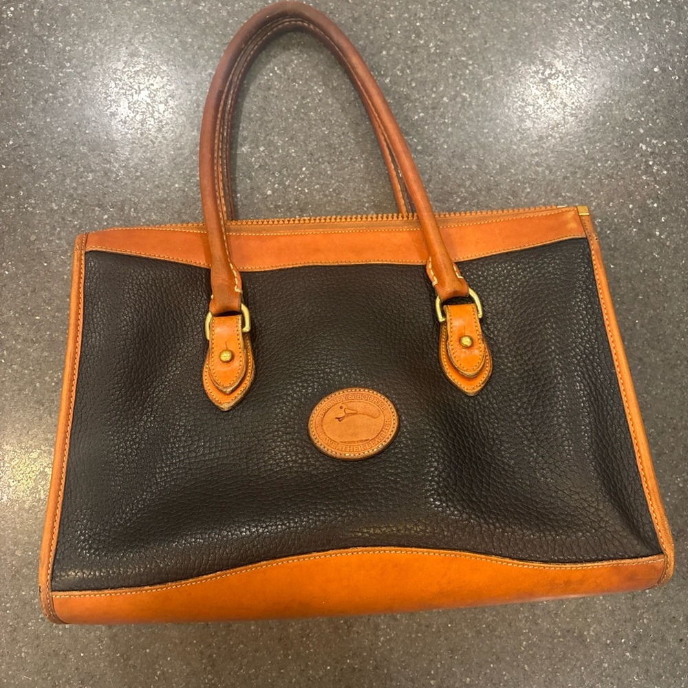 Dooney & Bourke Black and Tan Leather Tote